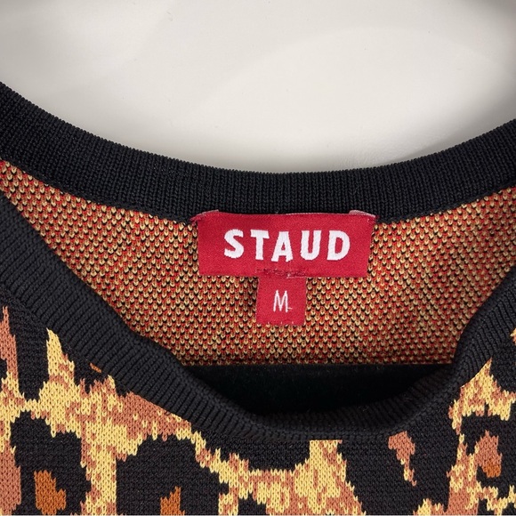 Staud Tavin Top Sleeveless Knit Leopard Print Crop Top Women's Size Medium - Picture 4 of 9